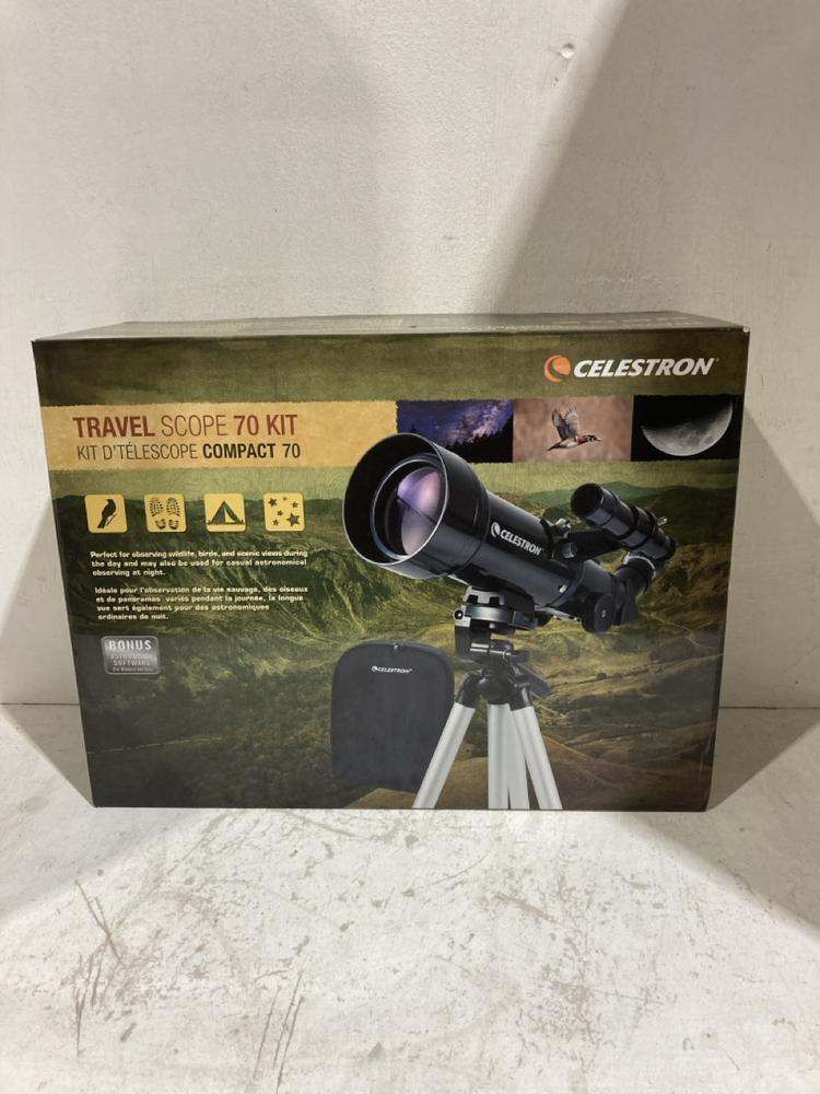 Lot 561  
            Birmingham SR107 - Parcel Delivery Only 

                
CELESTRON TRAVEL SCOPE 70 KIT