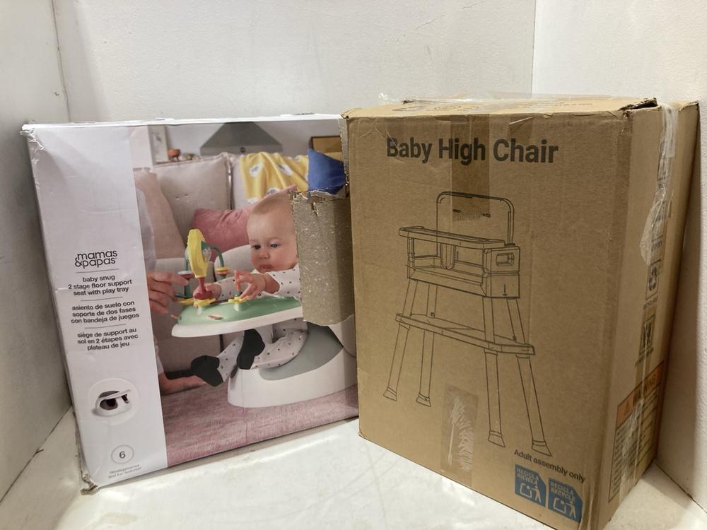 Lot 579  
            Birmingham SR107 - Parcel Delivery Only 

                
2 X ITEMS TO INCLUDE MAMAS & PAPAS BABY SNUG 2 STAGE FLOOR SUPPORT SEAT WITH PLAY...