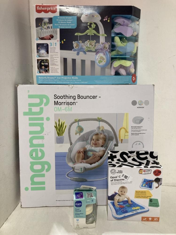 Lot 583  
            Birmingham SR107 - Parcel Delivery Only 

                
4 X ITEMS TO INCLUDE FISHER-PRICE BUTTERFLY DREAMS 3 IN 1 PROJECTION MOBILE