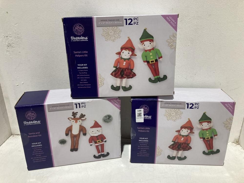 Lot 601  
            Birmingham SR107 - Parcel Delivery Only 

                
3 X ITEMS TO INCLUDE THREADERS BY CRAFTERS COMPANION SANTA AND REINDEER KIT