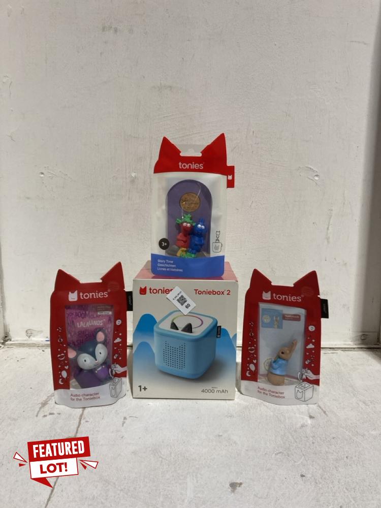 Lot 60  
            Birmingham SR107 - Parcel Delivery Only 

                
TOONIE BOX 2 INCLUDE 3 AUDIOBOOK FIGURES ORIGINAL RRP £194