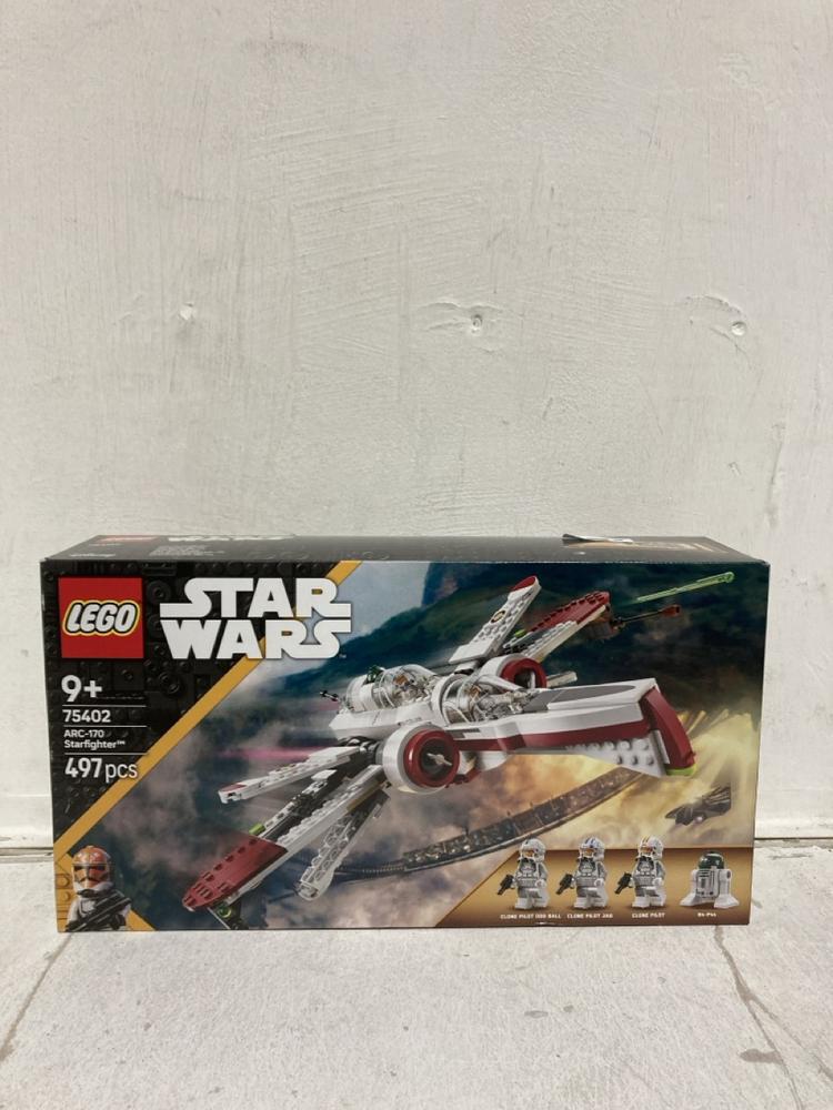 Lot 63  
            Birmingham SR107 - Parcel Delivery Only 

                
LEGO STAR WARS ARC-170 STARFIGHTER 75402 ORIGINAL RRP £59