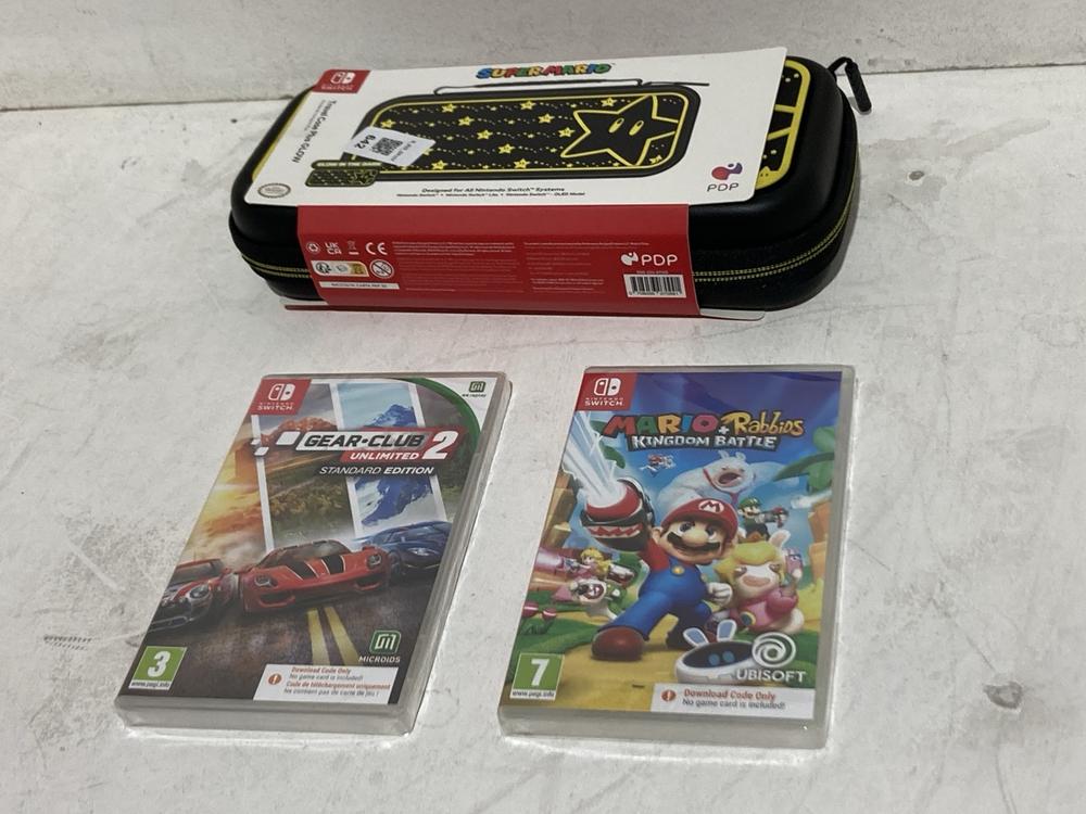 Lot 642  
            Birmingham SR107 - Parcel Delivery Only 

                
3 X ITEMS TO INCLUDE NINTENDO SWITCH GAME MARIO+RABBIDS KINGDOM BATTLE