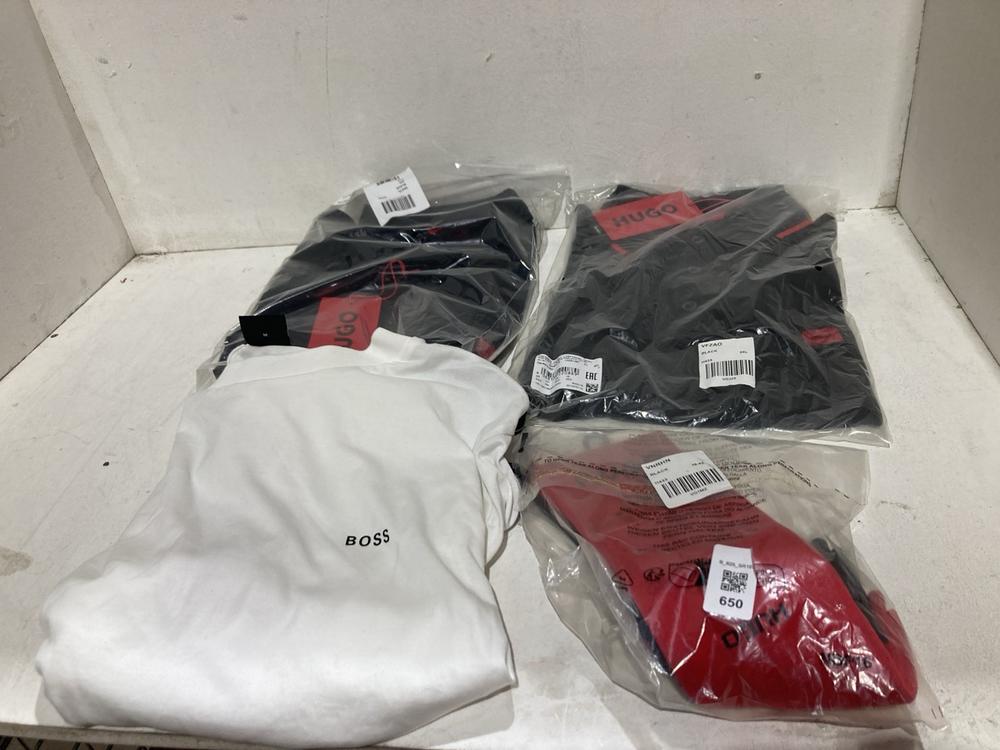 Lot 650  
            Birmingham SR107 - Parcel Delivery Only 

                
4 X ITEMS TO INCLUDE HUGO SHIRT VFZAO BLACK SIZE 2XL