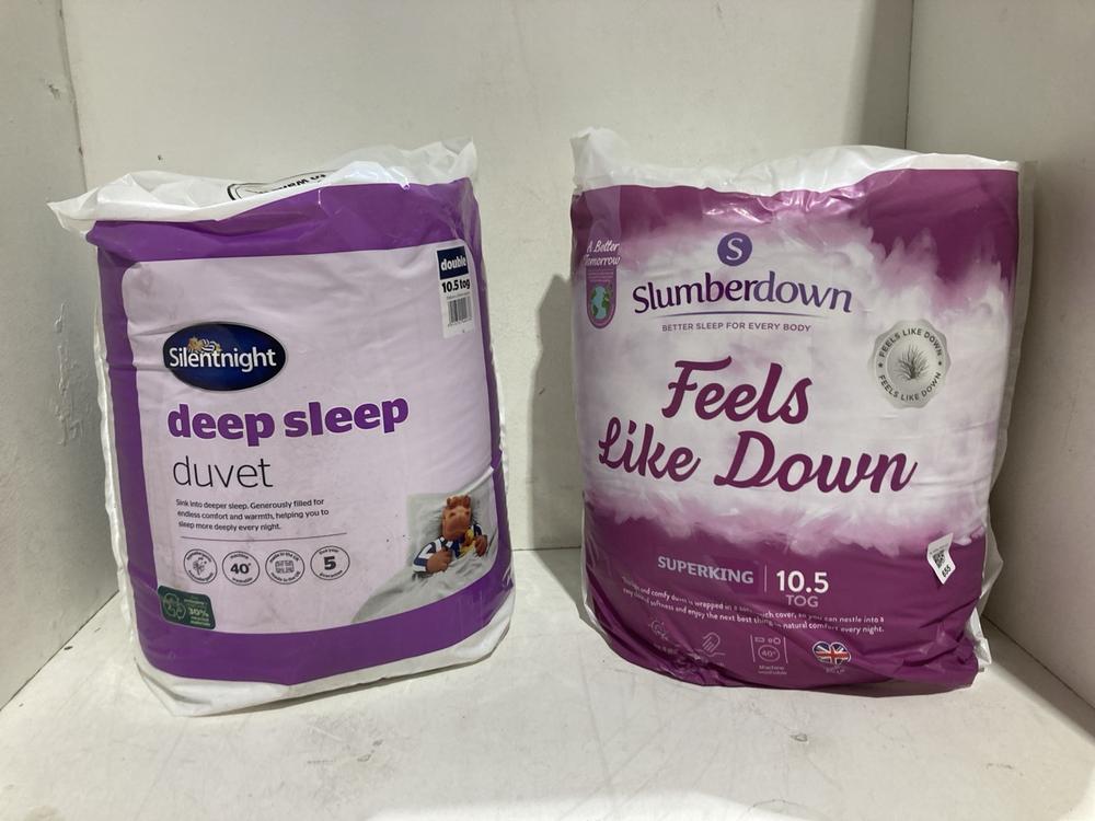 Lot 655  
            Birmingham SR107 - Parcel Delivery Only 

                
2 X ITEMS TO INCLUDE SLUMBERDOWN FEELS LIKE DOWN SUPER KING DUVET