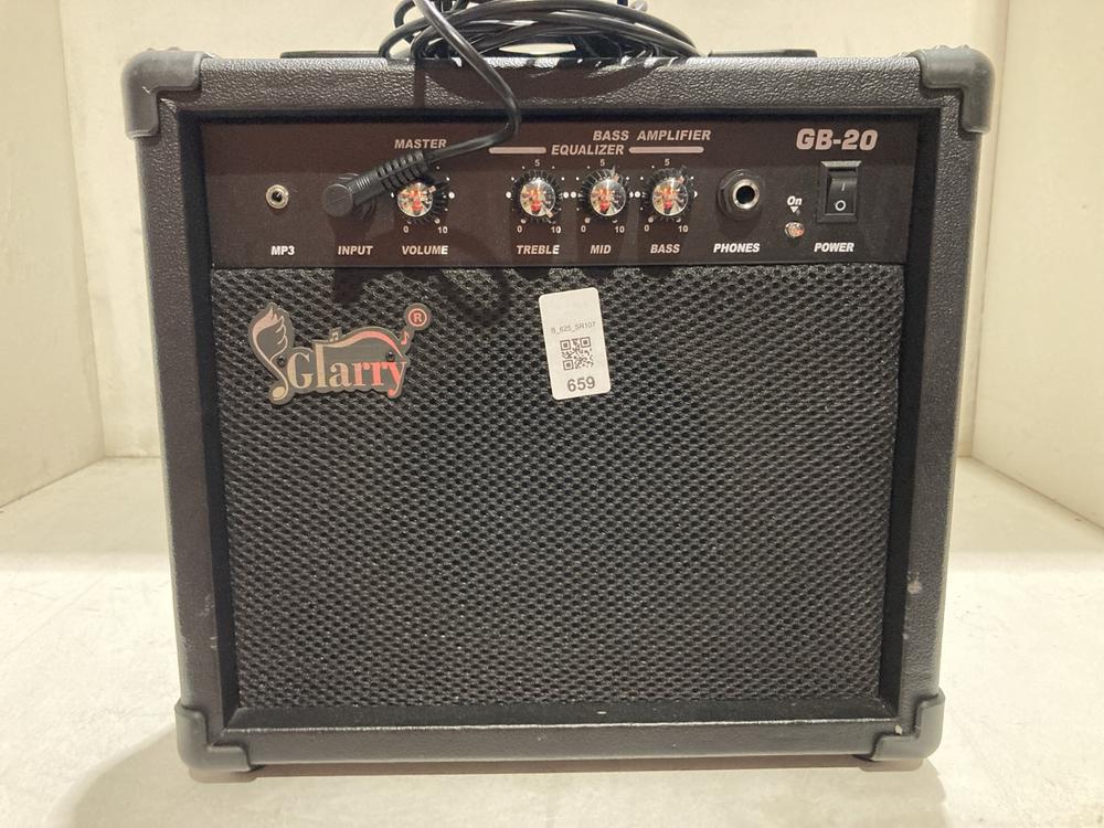Lot 659  
            Birmingham SR107 - Parcel Delivery Only 

                
GLARRY GB-20 ELECTRIC BASS GUITAR AMPLIFIER