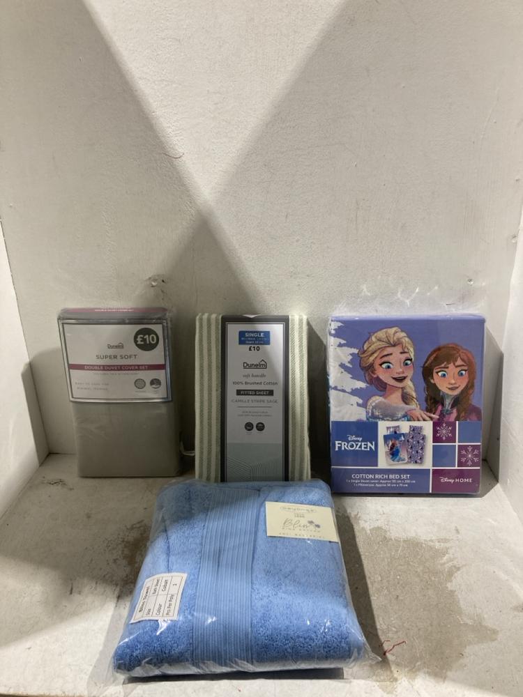 Lot 699  
            Birmingham SR107 - Parcel Delivery Only 

                
ASSORTED LINEN TO INCLUDE DISNEY FROZEN COTTON RICH BED SET SINGLE