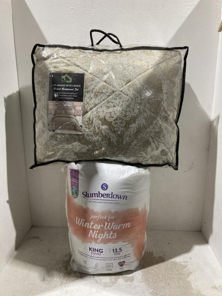 Lot 716  
            Birmingham SR107 - Parcel Delivery Only 

                
ASSORTED LINEN TO INCLUDE SLUMBERDOWN WARM WINTER NIGHTS KING DUVET 13.5