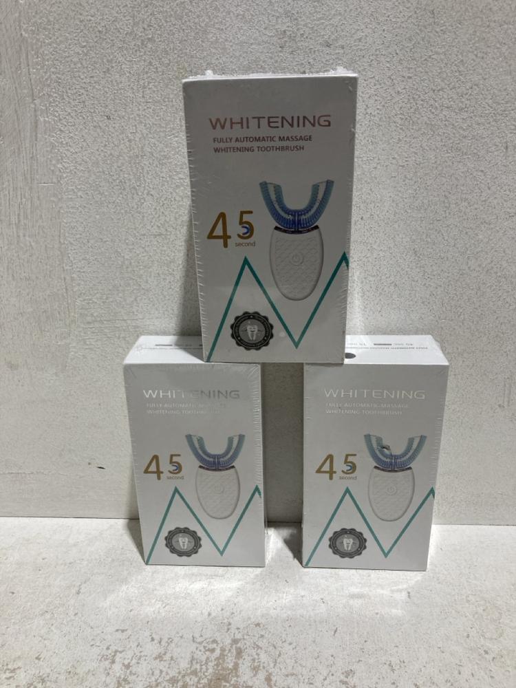 Lot 736  
            Birmingham SR107 - Parcel Delivery Only 

                
3 X WHITENING - PROFESSIONAL TEETH WHITENING AUTOMATIC MASSAGE WHITENING TOOTHBRUSH
