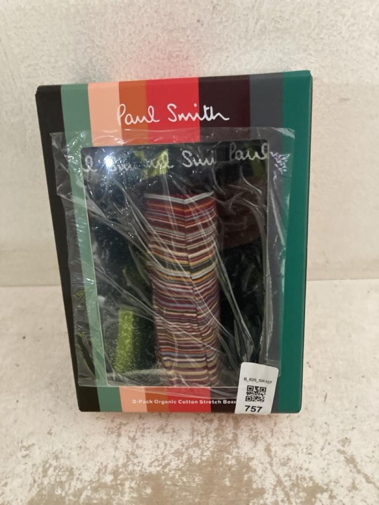 Lot 757  
            Birmingham SR107 - Parcel Delivery Only 

                
PAUL SMITH'S ORGANIC COTTON STRETCH MENS BOXERS SET OF 3 SIZE M