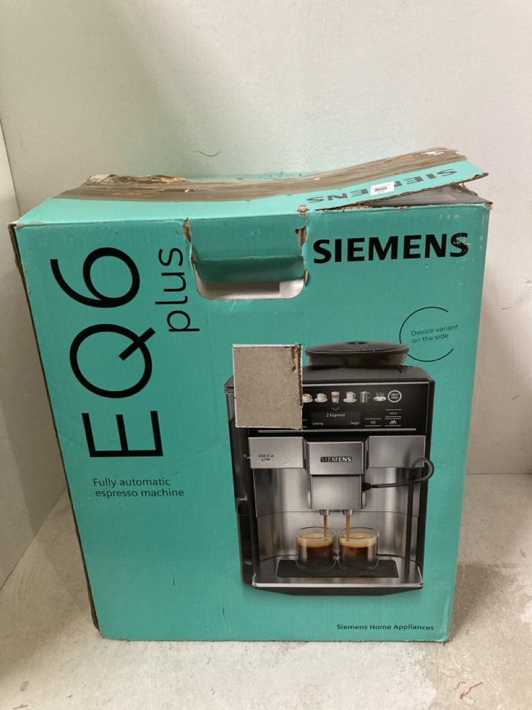 Lot 792  
            Birmingham SR107 - Parcel Delivery Only 

                
SIEMENS EQ6 PLUS FULLY AUTOMATIC ESPRESSO MACHINE - MODEL TE653M11GB - ORIGINAL R...