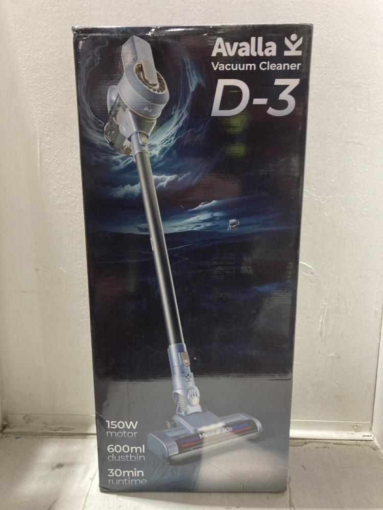 Lot 885  
            Birmingham SR107 - Parcel Delivery Only 

                
AVALLA D-3 VACUUM CLEANER HANDHELD CORDLESS 150W 600ML
