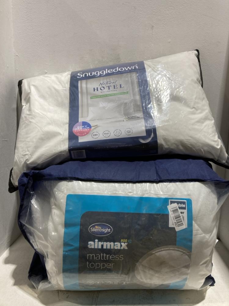 Lot 896  
            Birmingham SR107 - Parcel Delivery Only 

                
2 X ITEMS TO INCLUDE SILENTNIGHT AIRMAX 800 MATTRESS TOPPER