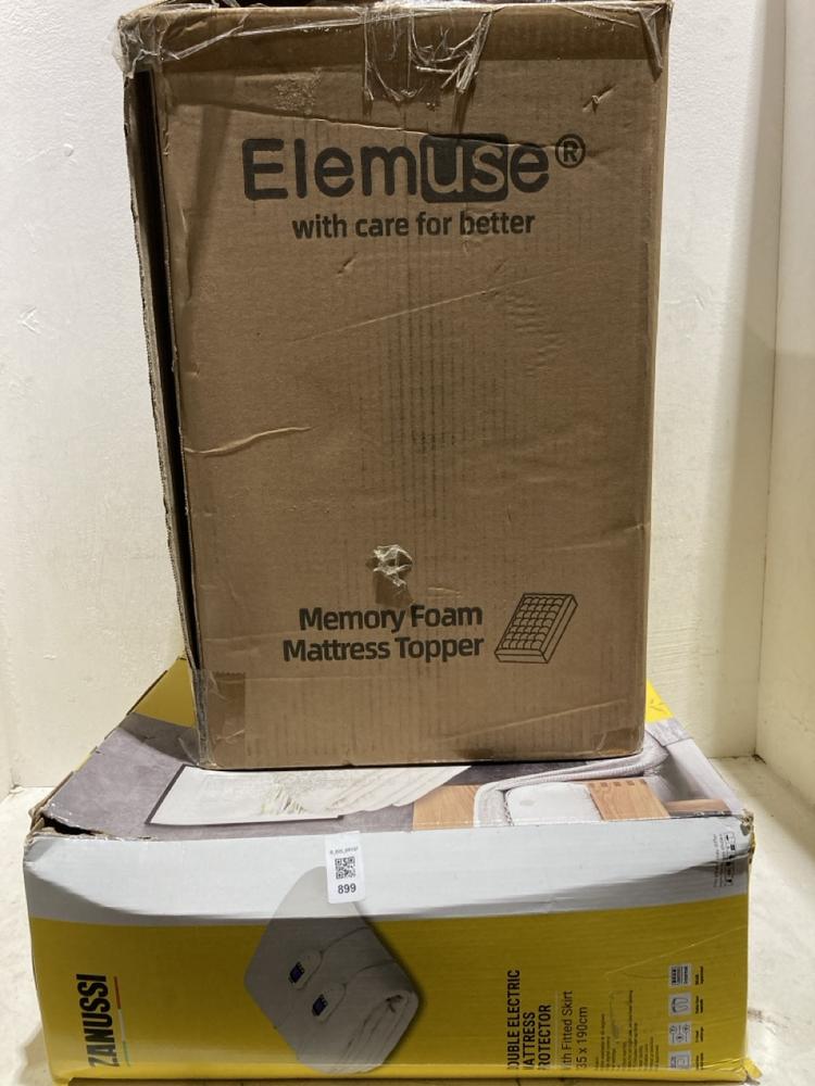 Lot 899  
            Birmingham SR107 - Parcel Delivery Only 

                
2 X ITEMS TO INCLUDE ZANUSSI DOUBLE ELECTRIC MATTRESS PROTECTOR WITH FITTED SKIRT...