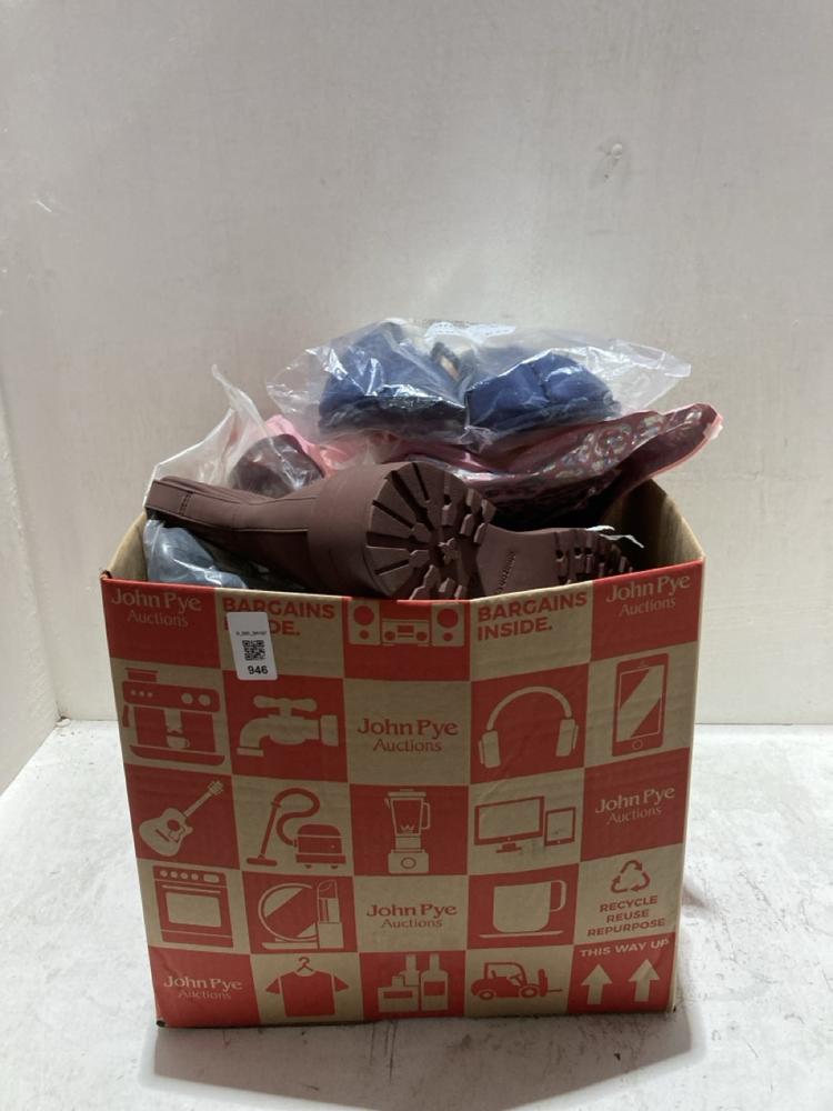 Lot 946  
            Birmingham SR107 - Parcel Delivery Only 

                
BOX OF ASSORTED WOMENS BOOTS TO INCLUDE AMAZON ESSENTIALS MAROON BOOTS SIZE 8