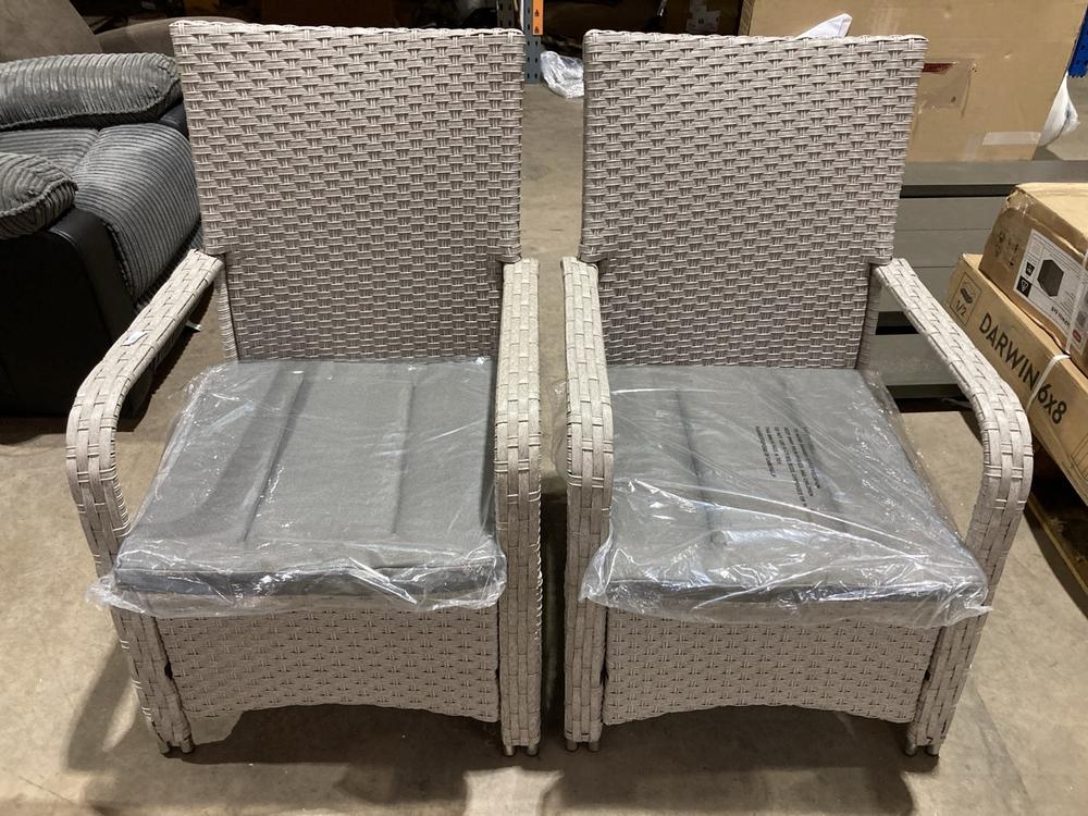 Lot 103  
            Birmingham SR106 - Collection or Optional Delivery Available 

                
RATTAN OUTDOOR DINING CHAIR SET OF 2 (LOCATION: ROW 6 - C)