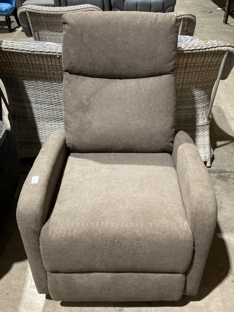 Lot 105  
            Birmingham SR106 - Collection or Optional Delivery Available 

                
BROWN FABRIC POWER RECLINER SINGLE SOFA (LOCATION: L)