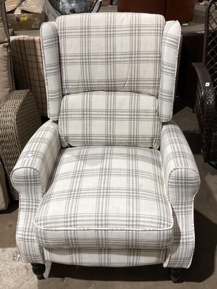 Lot 111  
            Birmingham SR106 - Collection or Optional Delivery Available 

                
SINGLE ARMCHAIR IN CREAM WITH GREY PATTERN (LOCATION: ROW 5 - C )