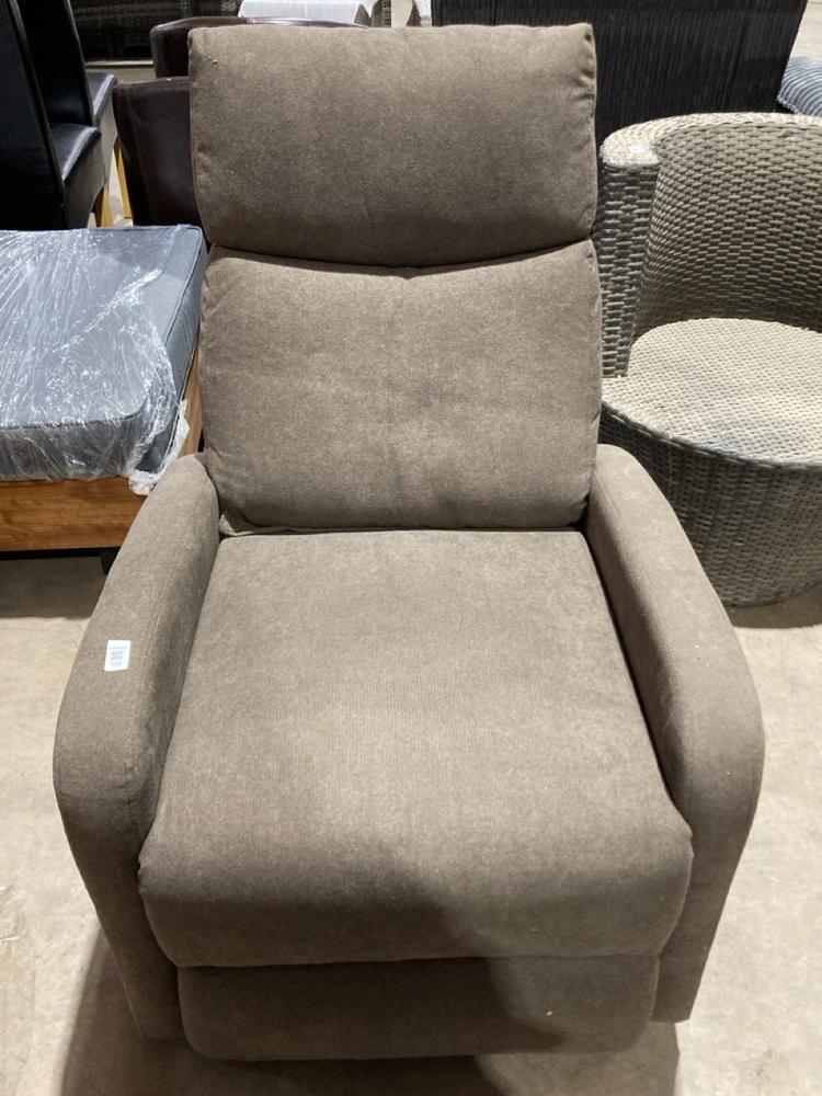 Lot 116  
            Birmingham SR106 - Collection or Optional Delivery Available 

                
BROWN FABRIC POWER RECLINER SINGLE SOFA (LOCATION: ROW 5 - C )