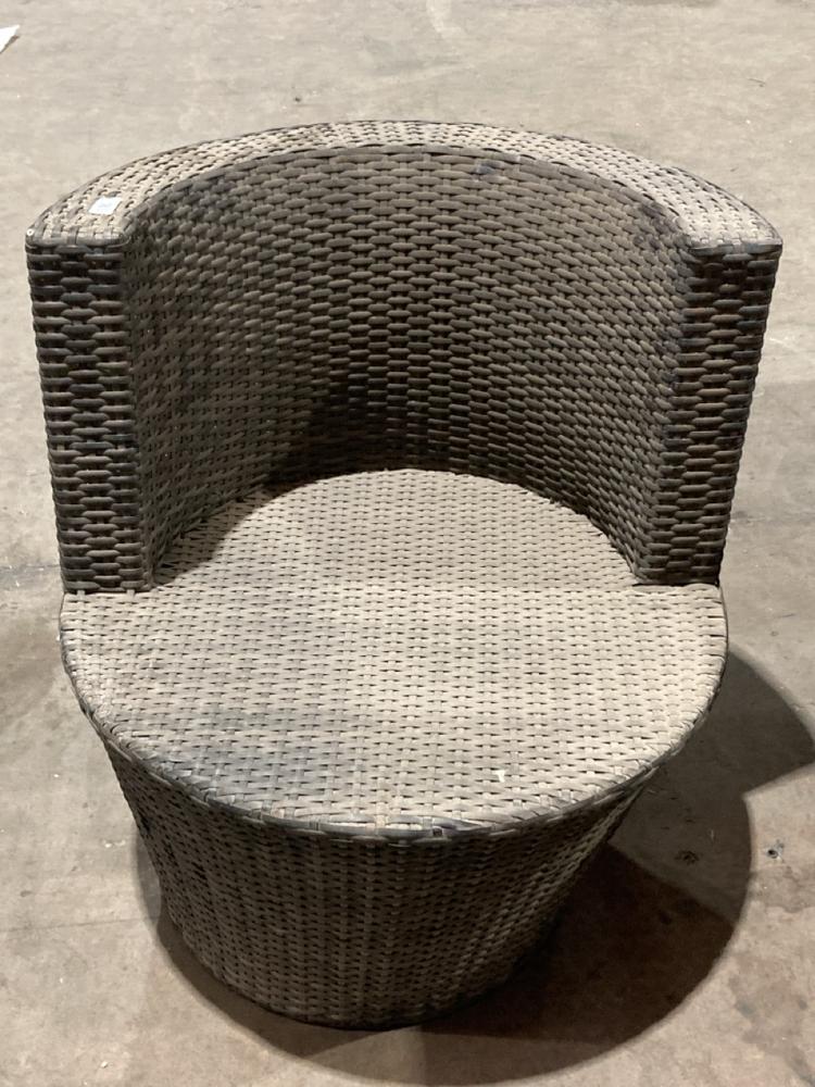 Lot 117  
            Birmingham SR106 - Collection or Optional Delivery Available 

                
RATTAN OUTDOOR DESIGNER ROUND CHAIR (LOCATION: ROW 5 - C )