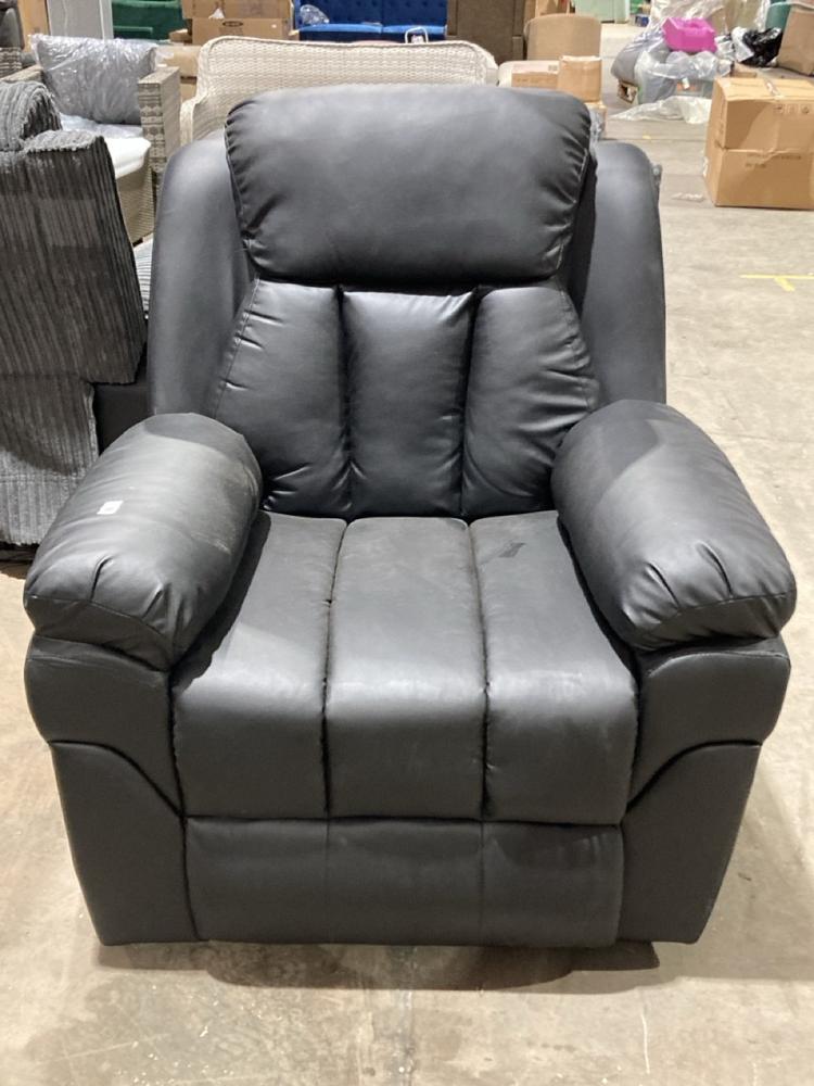 Lot 118  
            Birmingham SR106 - Collection or Optional Delivery Available 

                
BLACK LEATHER FABRIC POWER RECLINER ARMCHAIR (LOCATION: ROW 5 - C )