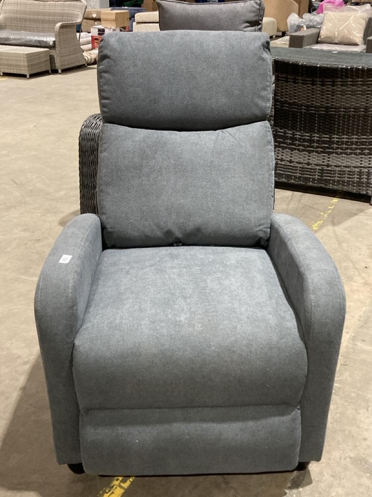 Lot 120  
            Birmingham SR106 - Collection or Optional Delivery Available 

                
CHARCOAL FABRIC POWER RECLINER SINGLE SOFA (LOCATION: ROW 5 - C )