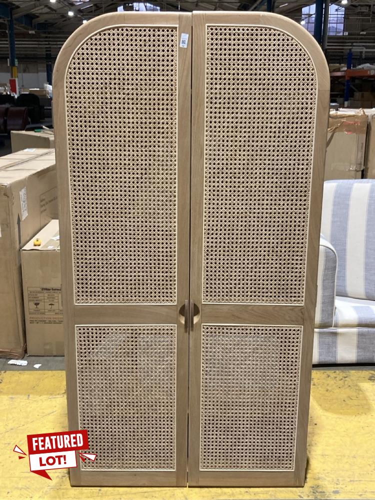 Lot 12  
            Birmingham SR106 - Collection or Optional Delivery Available 

                
JOHN LEWIS AND PARTNERS RATTAN DOUBLE WARDROBE ORIGINAL RRP £999 (003451304) (LOC...
