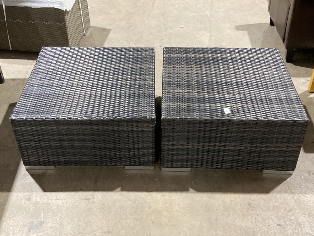 Lot 136  
            Birmingham SR106 - Collection or Optional Delivery Available 

                
2 X RATTAN OUTDOOR COFFEE TABLE (LOCATION: ROW 4 - C )