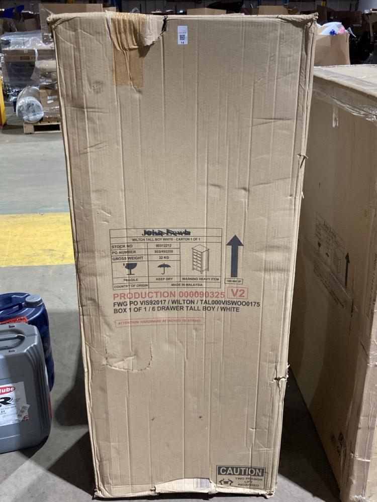 Lot 14  
            Birmingham SR106 - Collection or Optional Delivery Available 

                
JOHN LEWIS AND PARTNERS WILTON TALL BOY 6 DRAWER CHEST WHITE ORIGINAL RRP £279 (0...