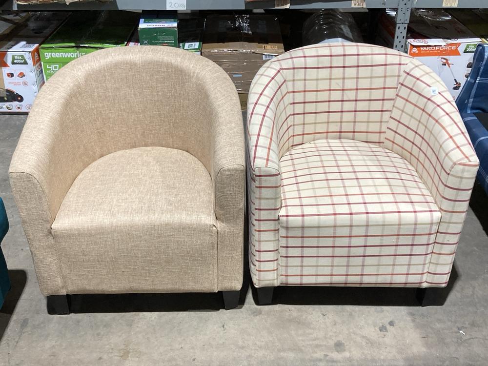 Lot 162  
            Birmingham SR106 - Collection or Optional Delivery Available 

                
2 X UPHOLSTERED SWIVEL BARREL CHAIR (LOCATION: ROW 4 - C )