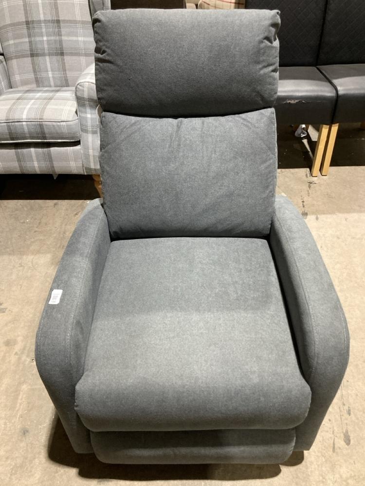 Lot 164  
            Birmingham SR106 - Collection or Optional Delivery Available 

                
GREY FABRIC PUSH BACK RECLINING ARMCHAIR (LOCATION: ROW 4 - C )