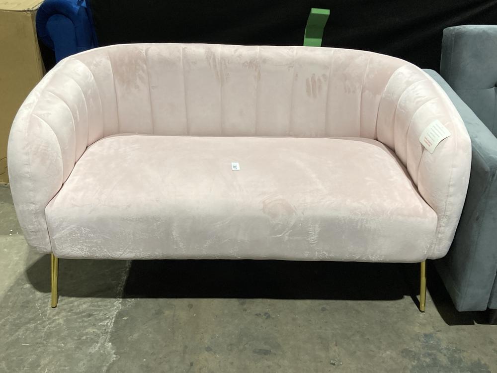 Lot 168  
            Birmingham SR106 - Collection or Optional Delivery Available 

                
PINK 2 SEATER SOFA WITH GOLD TONE LEGS (LOCATION: ROW 4 - C )