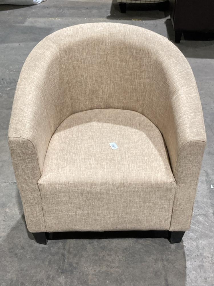Lot 187  
            Birmingham SR106 - Collection or Optional Delivery Available 

                
TUB CHAIR IN BEIGE FABRIC (LOCATION: ROW 4 - C )