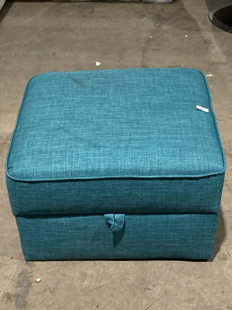 Lot 193  
            Birmingham SR106 - Collection or Optional Delivery Available 

                
SOFOLOGY STORAGE FOOTSTOOL IN LINOSO TEAL ORIGINAL RRP £395 (SOF630-27240) (LOCAT...