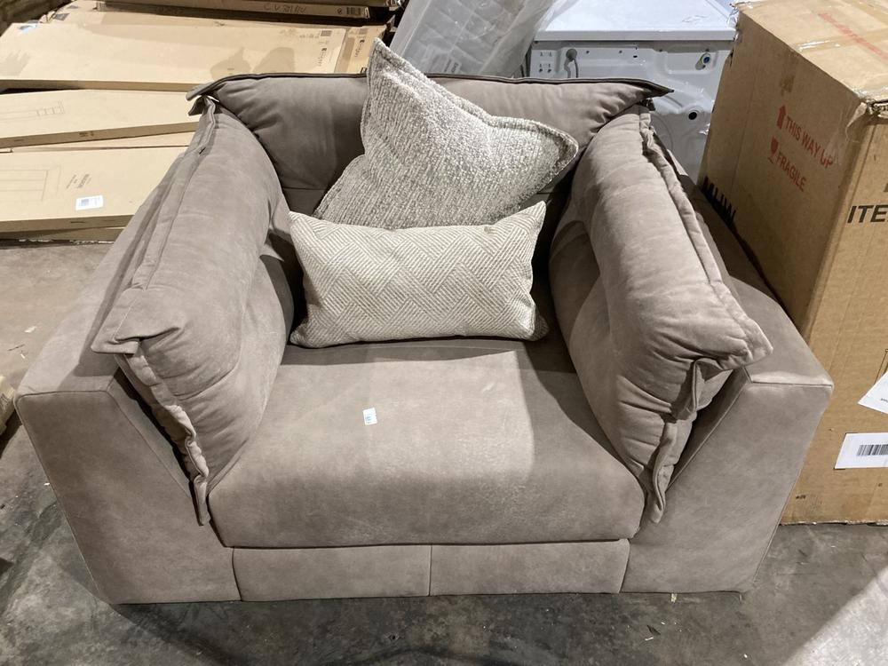 Lot 197  
            Birmingham SR106 - Collection or Optional Delivery Available 

                
SOFOLOGY STRATO LOVESEAT IN LEATHER TAUPE ORIGINAL RRP £799 (SOF507-45469) (LOCAT...