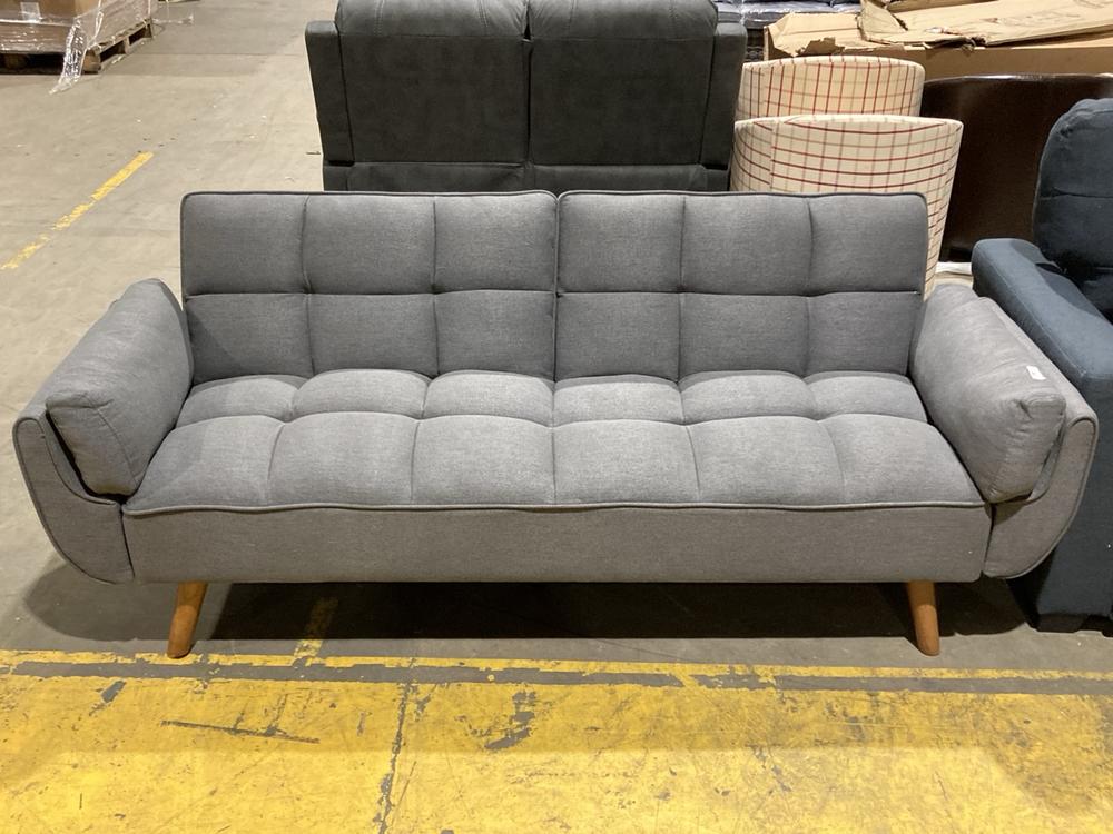 Lot 229  
            Birmingham SR106 - Collection or Optional Delivery Available 

                
3 SEATER DIVAN SOFA IN DARK GREY FABRIC (LOCATION: ROW 8 - D )