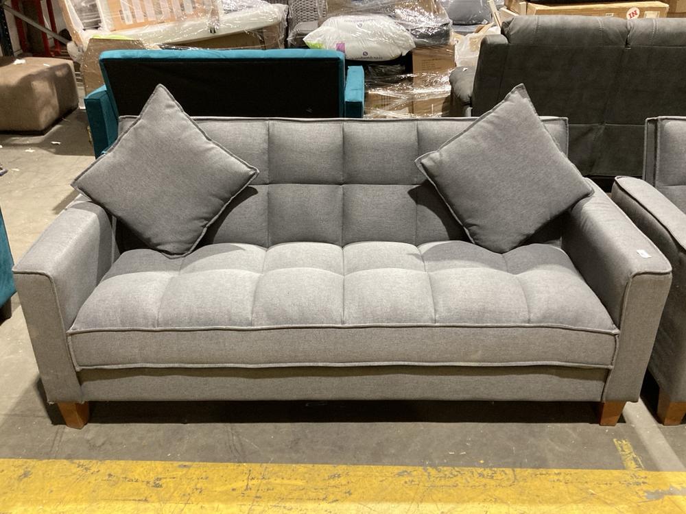 Lot 231  
            Birmingham SR106 - Collection or Optional Delivery Available 

                
3 SEATER SOFA IN DARK GREY FABRIC (LOCATION: ROW 8 - D )