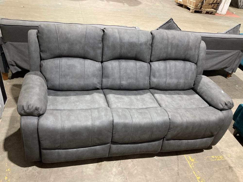 Lot 234  
            Birmingham SR106 - Collection or Optional Delivery Available 

                
3 SEATER POWER RECLINER SOFA IN DARK GREY LEATHER FABRIC (LOCATION: ROW 8 - D )