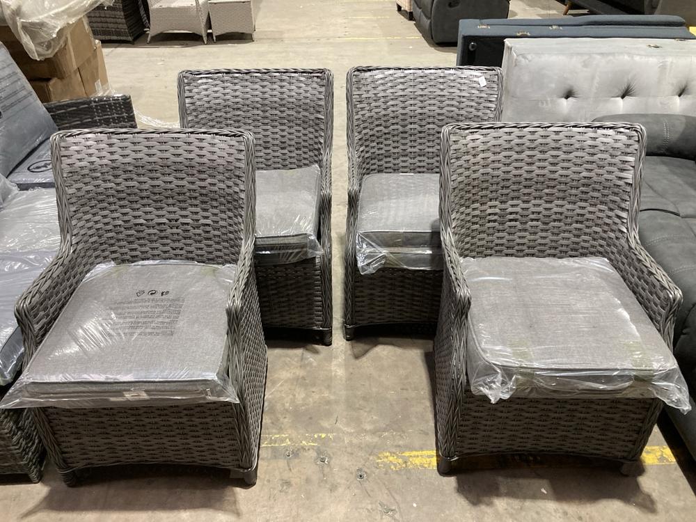 Lot 247  
            Birmingham SR106 - Collection or Optional Delivery Available 

                
4 X RATTAN OUTDOOR DINING CHAIR (LOCATION: L)