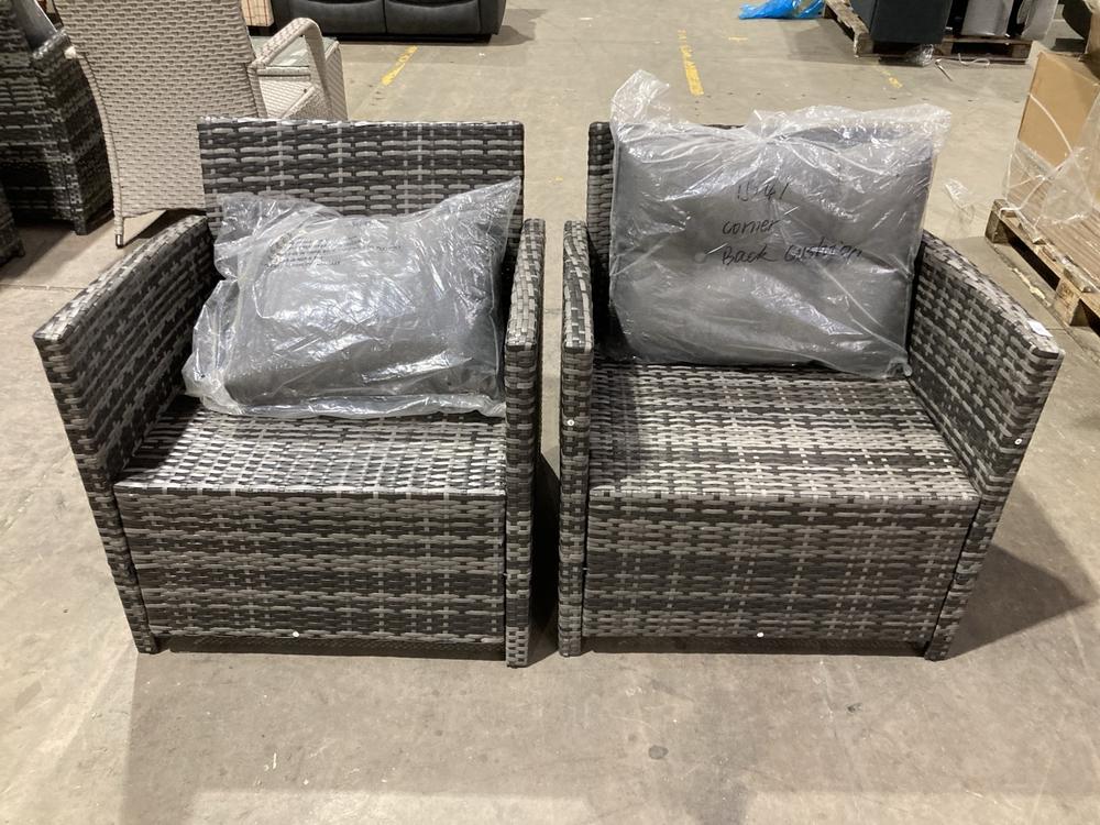 Lot 250  
            Birmingham SR106 - Collection or Optional Delivery Available 

                
2 X RATTAN OUTDOOR CHAIR WITH CUSHION (LOCATION: ROW 7 - D )