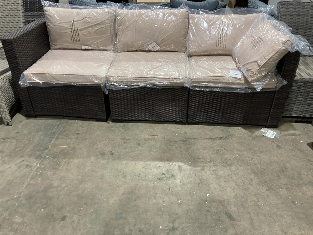 Lot 257  
            Birmingham SR106 - Collection or Optional Delivery Available 

                
RATTAN OUTDOOR 3 SEATER SOFA WITH CUSHION (LOCATION: ROW 7 - D )