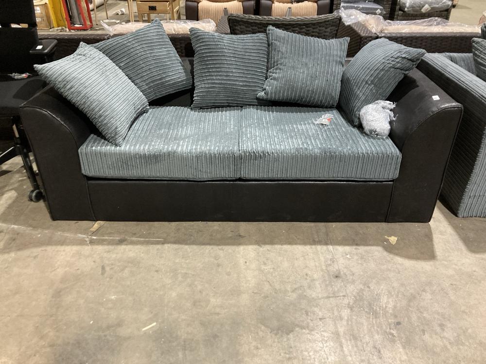 Lot 264  
            Birmingham SR106 - Collection or Optional Delivery Available 

                
DINO 3 SEATER SOFA IN BLACK AND GREY ORIGINAL RRP £399 (LOCATION: ROW 7 - D )