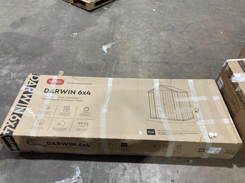 Lot 274  
            Birmingham SR106 - Collection or Optional Delivery Available 

                
KETER DARWIN OUTDOOR STORAGE SHED ORIGINAL RRP £389 (LOCATION: ROW 6 - D )