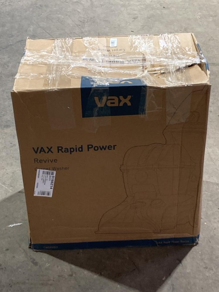 Lot 294  
            Birmingham SR106 - Collection or Optional Delivery Available 

                
VAX RAPID POWER CARPET CLEANER ORIGINAL RRP £280 (LOCATION: RACKINGS)