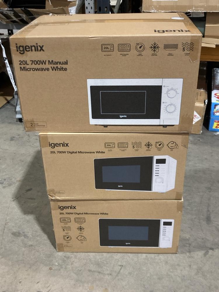 Lot 314  
            Birmingham SR106 - Collection or Optional Delivery Available 

                
3 X VARIOUS ITEMS TO INCLUDE IGENIX DIGITAL MICROWAVE (LOCATION: RACKINGS)