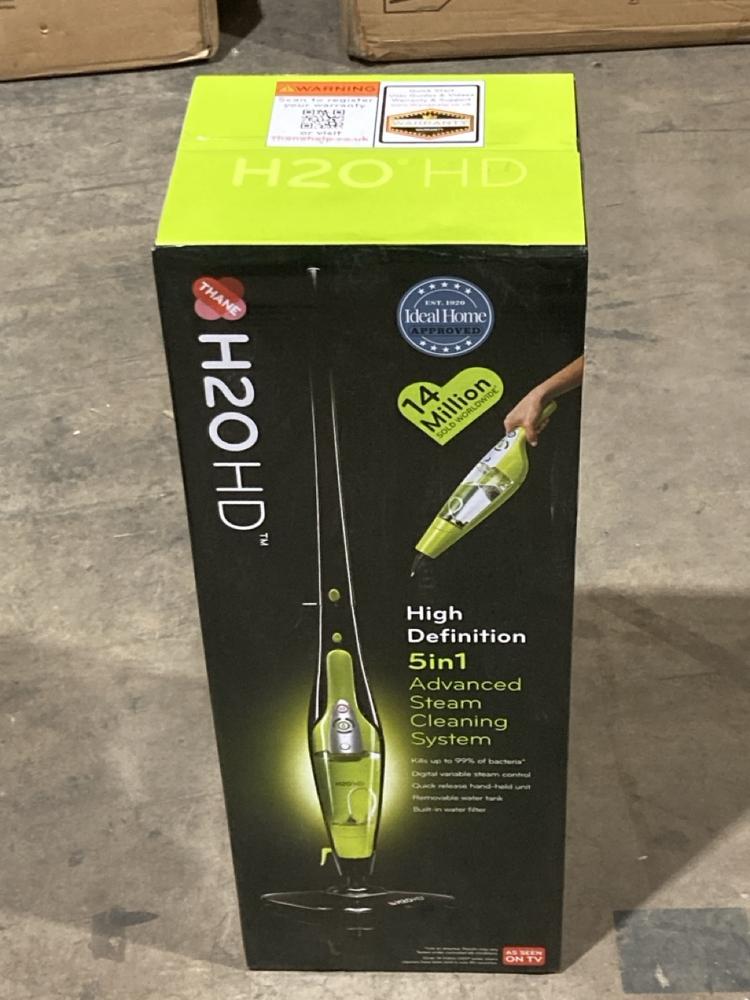 Lot 345  
            Birmingham SR106 - Collection or Optional Delivery Available 

                
H20HD 5 IN 1 STEAM CLEANING SYSTEM ORIGINAL RRP £130 (LOCATION: RACKINGS)