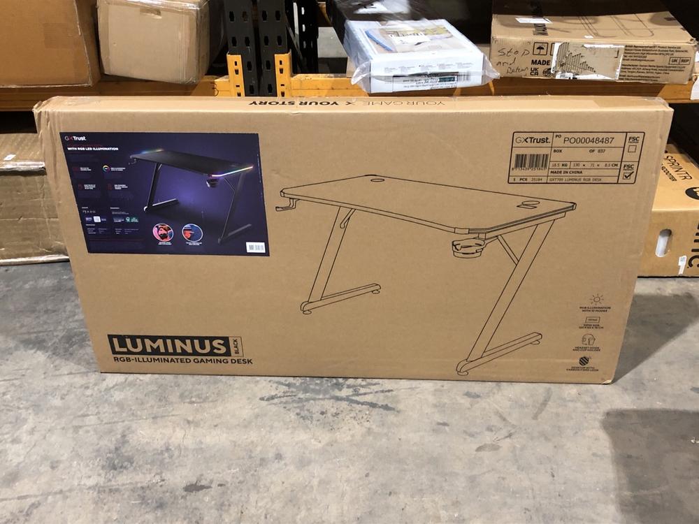 Lot 361  
            Birmingham SR106 - Collection or Optional Delivery Available 

                
GXTRUST STURDY GAMING DESK ORIGINAL RRP £150 (LOCATION: RACKINGS)
