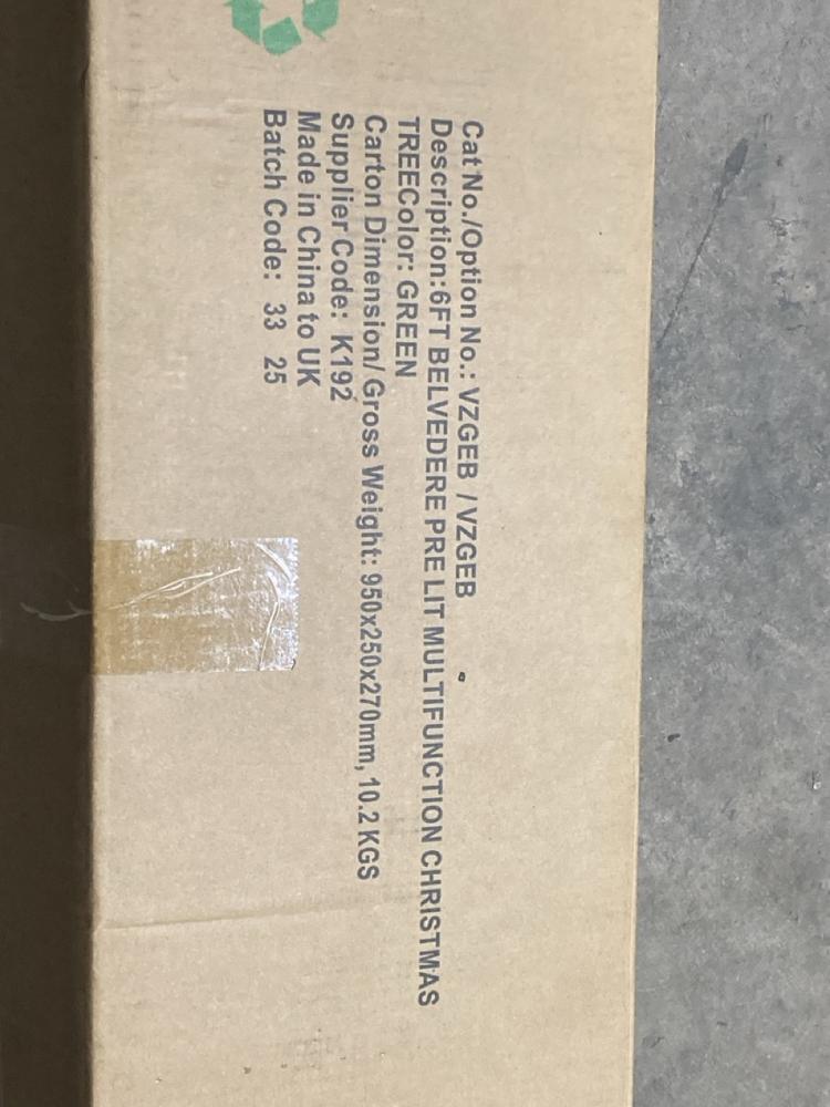 Lot 397  
            Birmingham SR106 - Collection or Optional Delivery Available 

                
6 FT BELVEDERE PRE LIT MULTI FUNCTION CHRISTMAS (LOCATION: RACKINGS)