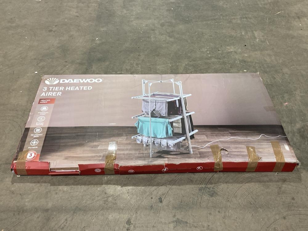 Lot 423  
            Birmingham SR106 - Collection or Optional Delivery Available 

                
DAEWOO 3 TIER HEATED AIRER (LOCATION: RACKINGS)