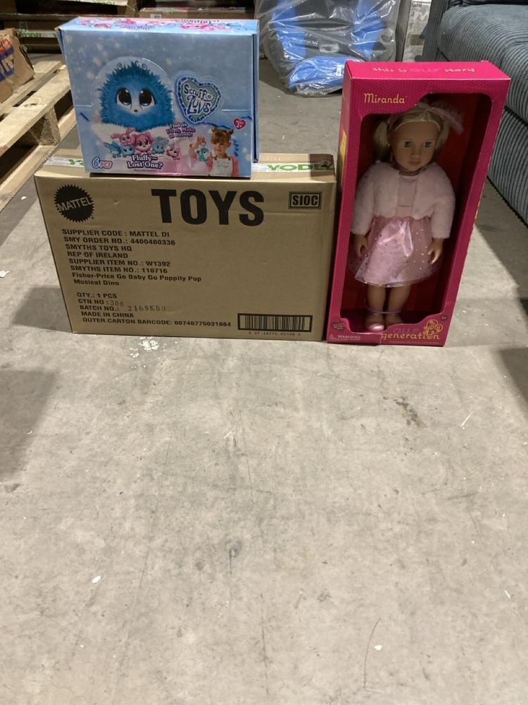 Lot 437  
            Birmingham SR106 - Collection or Optional Delivery Available 

                
3 X VARIOUS ITEMS TO INCLUDE OUR GENERATION MIRANDA DOLL (LOCATION: RACKINGS)